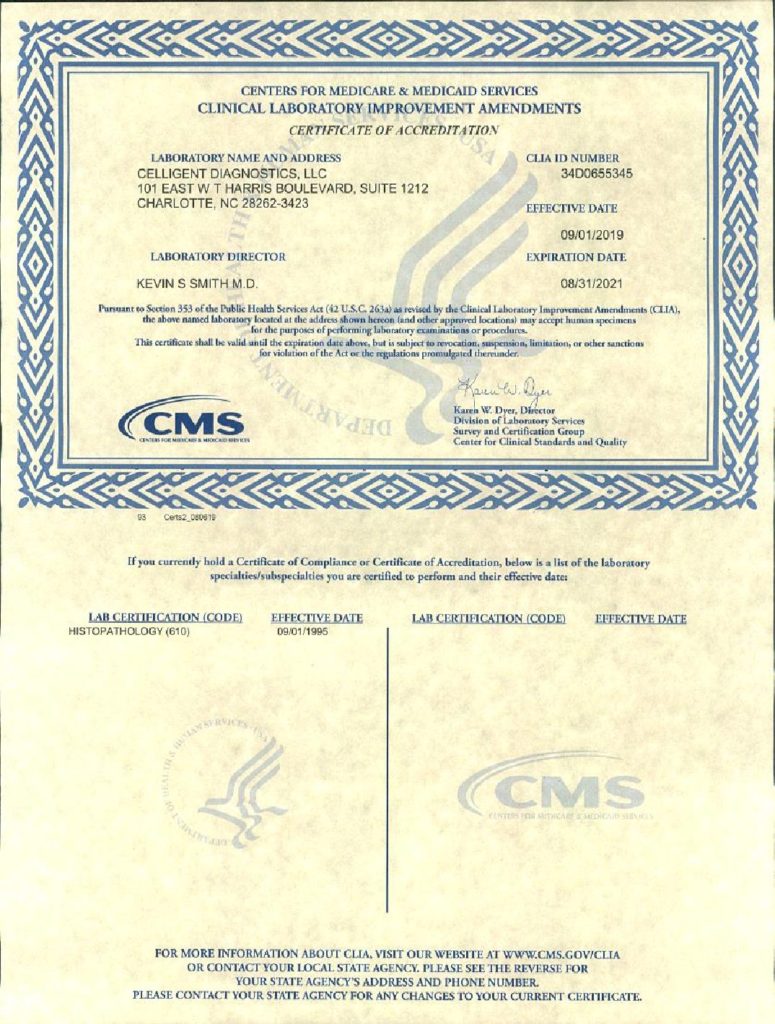 Licensing and Certificates Celligent Diagnostics